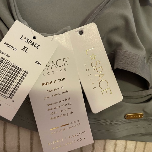 L*Space Active Sage Push It Top Scoop Neck strappy sports bra NWT. Size XL #72 - Picture 3 of 8